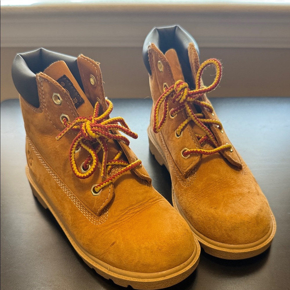 Kids Tan Boots with Red Laces